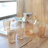 Urbane Home Borrosilicate Jugs and Glasses Set|JDA018-AMB|Pack of 5
